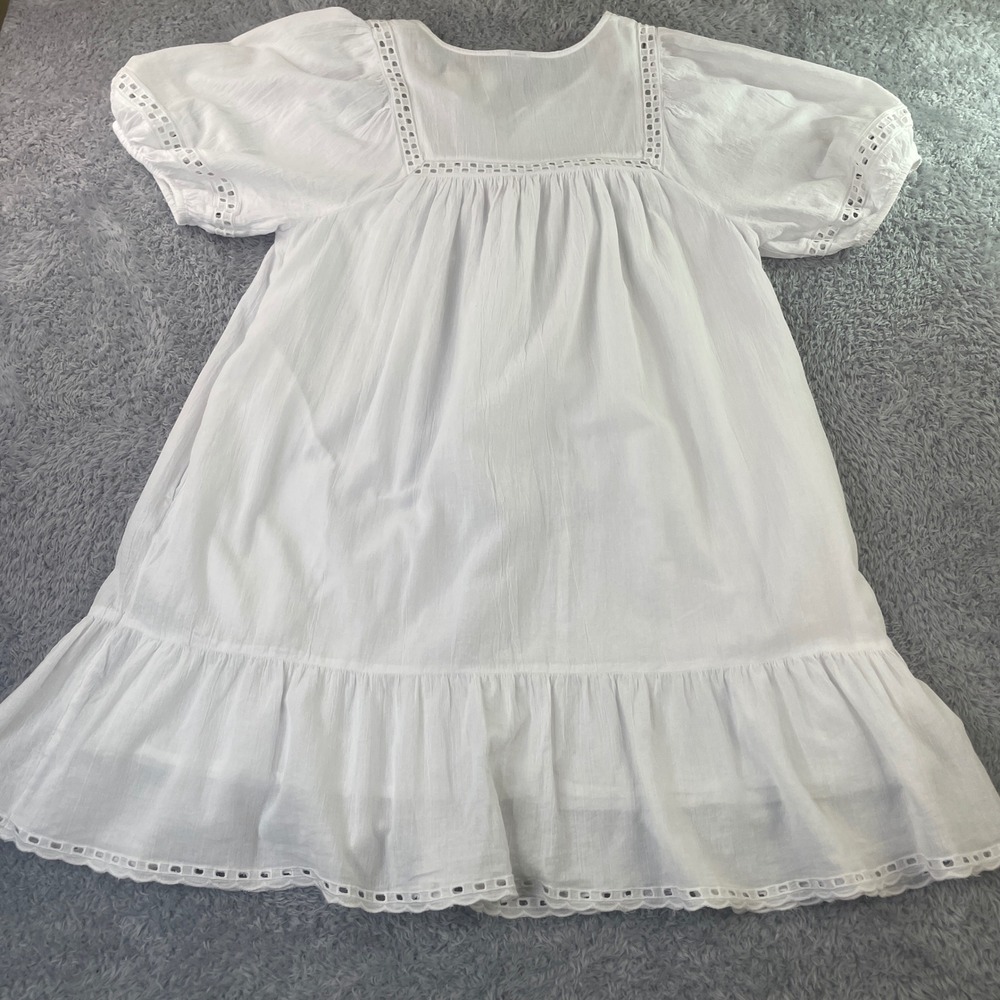 Old Navy Babydoll Dress Womens Large White Prairie Peasant Cottagecore Boho Chic - Picture 8 of 12